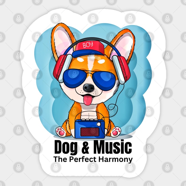 Dog And Music The Perfect Harmony Animal Music Sticker by Just-One-Designer 